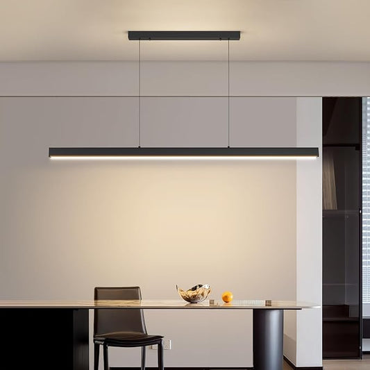 Modern LED Linear Pendant Light, 47IN Ceiling Chandlier Light Fixtures Hanging with Remote Control 3000k-6500K Adjustable Color Temperature Island Light for Dining Room, Kitchen