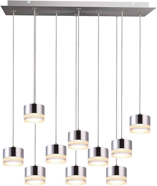 Jupiter 10 Mini Pendant Lighting Nickel - LED Hanging Light Fixture for Kitchen Island, Bar, Foyer - Cluster Pendants - Dimmable, Adjustable Wire, Lamp Bulb Included