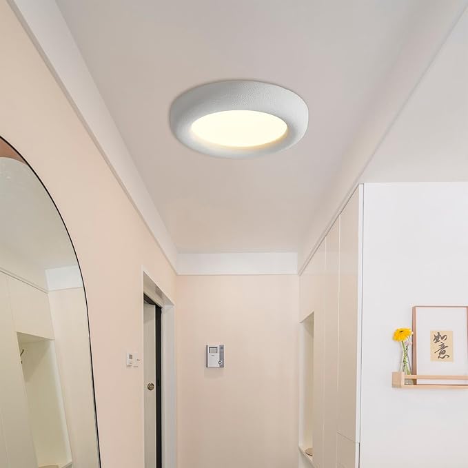JAYMP Modern Ceiling Light, LED Dimmable Remote Control Ceiling Lamp for Dining Room Living Room Japanese Wabi-Sabi Style Lighting Fixture (Matte White, 53cm/20.9inch)