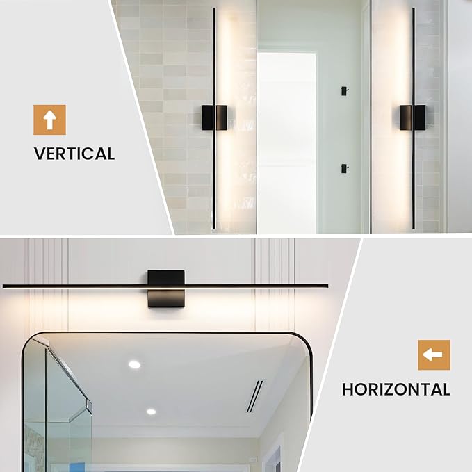 Bathroom Vanity Light Fixtures Over Mirror - 39 Inch Matte Black Vanity Lights for Bathroom 28W 3500K Dimming LED Vanity Light Bar Modern Wall Sconce Lighting for Mural