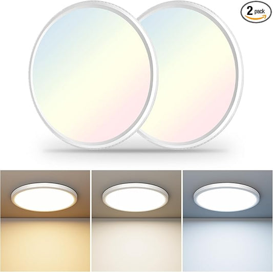 LED Ceiling Light, 2800LM Super Bright 9 Inch Led Flush Mount Ceiling Light 3000K/4500K/6000K 3CCT Dimmable for Kitchen,Bedroom,Living Room (2 Pack, White)…