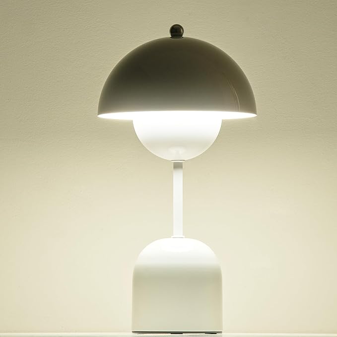 Modern Design Donut Table Lamp, LED Bedside Desk Lamp with Durable Shade, Rotomolded Small 3-Color Dimmable Nightstand Lamps (Not Glass) (Snow White)