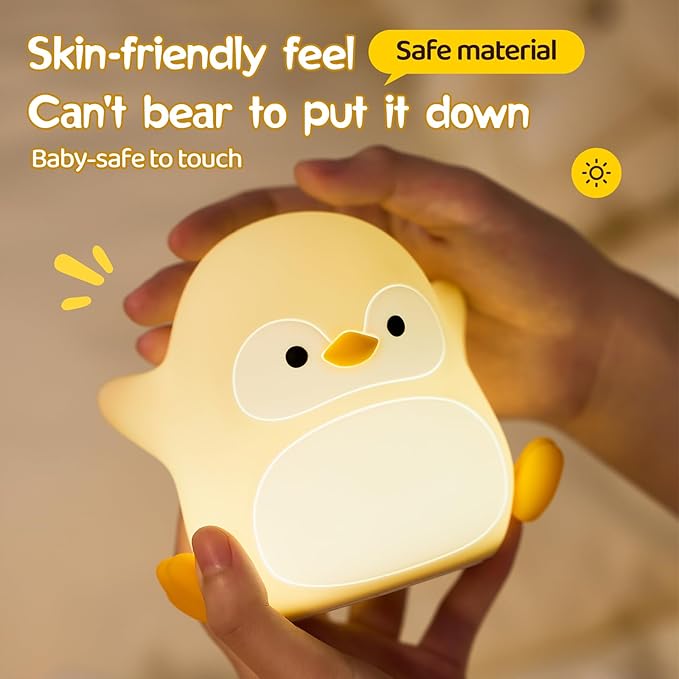 Penguin Night Light for Kids, LED Squishy Silicone Animal Night Lamp, Cute Nursery Nightlight for Desk Decor RGB Ambient Lighting Rechargeable/Dimmable/Timer Toddler Lamp Baby Boys Girls Gift