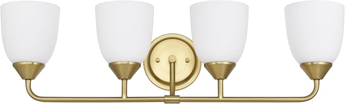 Gold 4-Light Traditional Bathroom Vanity Light Fixtures Over Mirror, Modern Vanity Lights for Living Room, Standard E26 Base, Aged Brass