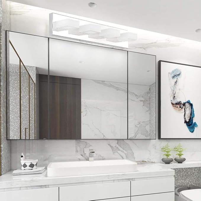 Ralbay LED Modern Vanity Light Bathroom Vanity Lights Over Mirror Acrylic Bathroom Wall Light Fixtures Cool White 6000K