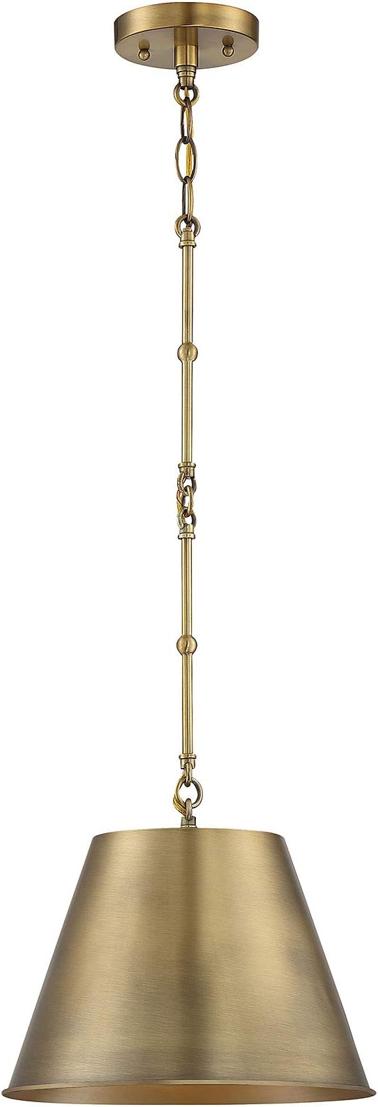 Savoy House 7-132-1-322 Alden Traditional Metal Cone Pendant, 1-Light 60 Watt, 9" H x 12" W, Warm Brass