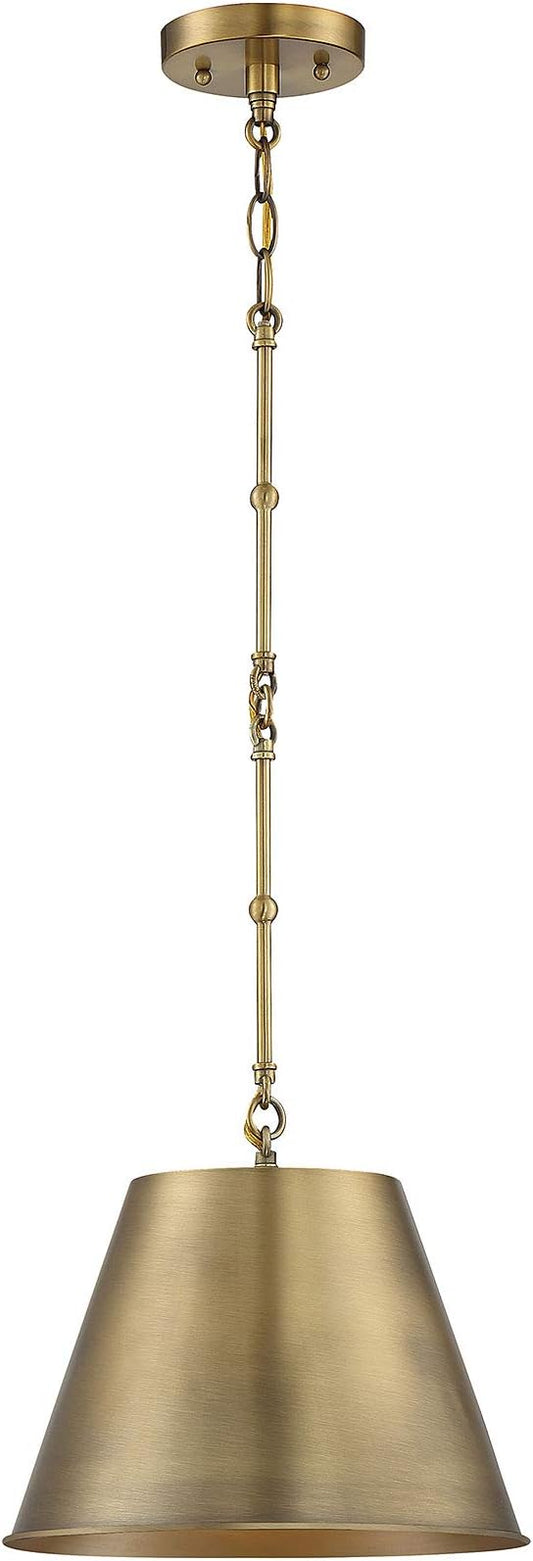 Savoy House 7-132-1-322 Alden Traditional Metal Cone Pendant, 1-Light 60 Watt, 9" H x 12" W, Warm Brass