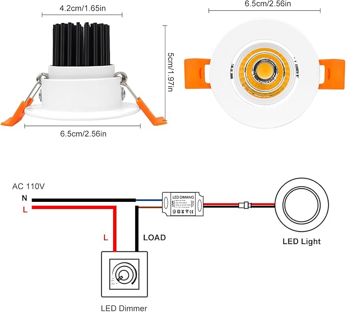 inShareplus 2 Inch LED Downlight, 3W Recessed Lighting COB Dimmable, 4000K Natural White, CRI80, Ceiling Lights with LED Driver, 6 Pack