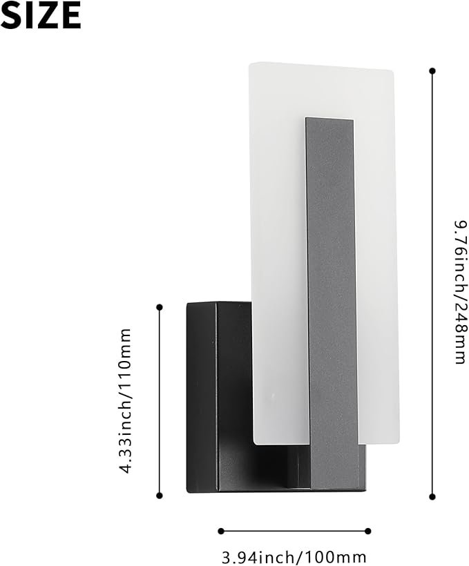 Hardwire Modern Wall Sconces with Stepless Adjustable 10%-100% 7W Acrylic LED Wall Light Brightness Suitable for Living Room Corridor Bedside (Cool White 5500K 1 Pack)