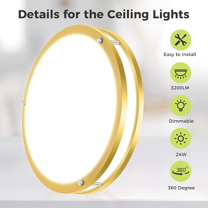 hepside 1 Pack Flush Mount Ceiling Light Fixture, Dimmable & 5CCT Ceiling Light Black, 13inch 24W 3000K 3500K 4000K 5000K 6500K Adjustable Ceiling Lamps for Kitchen Bathroom Bedroom Hallway