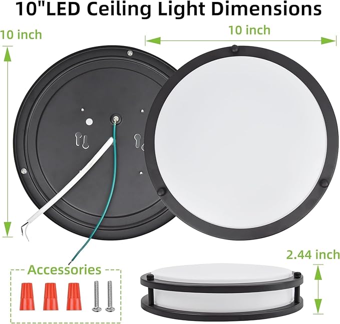 hykolity 10 inch Flush Mount LED Ceiling Light Fixture, 17W 1100lm, 2700K/3000K/3500K/4000K/5000K Adjustable Ceiling Lights, Oil Rubbed Bronze Saturn Dimmable Lighting for Hallway Bathroom - 2 Pack