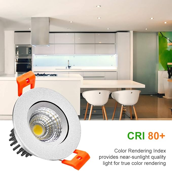 LightingWill 2inch LED Dimmable Downlight, 3W COB Recessed Ceiling Light, Natural White 4000K-4500K, CRI80, 25W Halogen Bulbs Equivalent, Silver (10Pack)