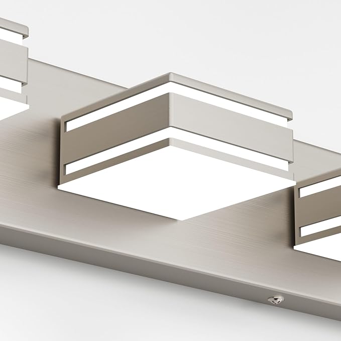 Ralbay 48inch Brushed Nickel Bathroom Vanity Light 6-Light Metal Acrylic Modern LED Bathroom Lighting Over Mirror