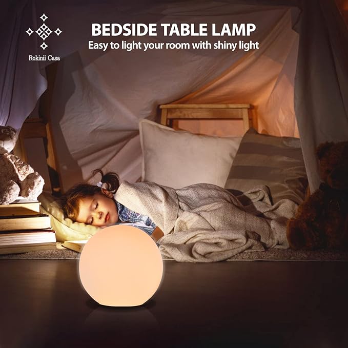 7.8 Inch Ball Table Lamp with Glass Shade, Ball Light Bookshelf Lamp for Bedroom, Dorm, Office and Bedroom Bookshelf Reading Decoration, Without Bulb