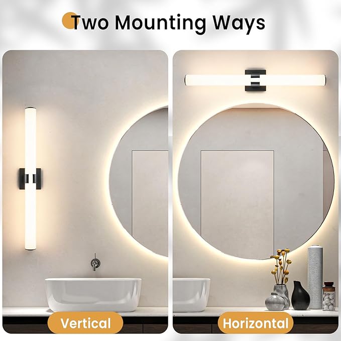 AIJIASI Black Bathroom Vanity Light Fixtures, 31 inch Modern Bathroom Light Fixtures Over Mirror Sconce Lighting 28W 3000K LED Dimmable Vanity Light Bar for Mirror Bedroom Living Room