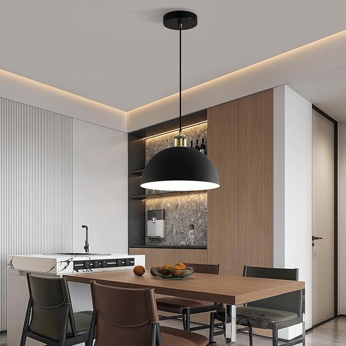 Modern Pendant Light 9.84 "Industrial Dome Pendant Light Black and White Finish Lighting line Length Pendant light78.74 Kitchen Island, Bedroom, Corridor, bar,Farmhouse