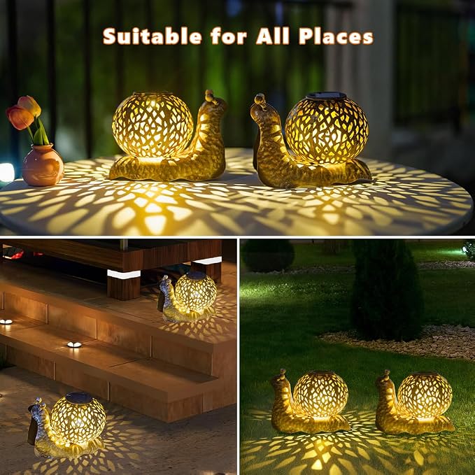 2 Pack Snail Solar Lanterns Outdoor Waterproof