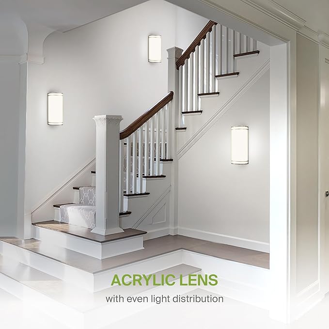 ASD LED Indoor Wall Mount Light Fixture - 14 Inch 20W Modern Interior Nickel Dimmable Wall Sconce Light - ETL 3000K 4000K 5000K Adjustable - Hallway, Bedroom LED Wall Lights, 2 Pack