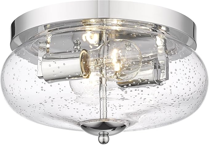 Darkaway Ceiling Light Fixtures Flush Mount Indoor Outdoor Ceiling Light with Seeded Glass Shade for Hallway Kitchen Bedroom Porch Living Room Dining Room Chrome Finish