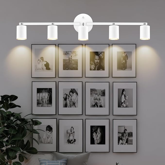 Track Lighting, LED Track Lighting Fixtures Ceiling, White Kitchen Lights for Bedroom, 30" Ceiling Spotlight Kit, 5 Light Wall Light with Rotatable Heads, Kitchen Decor(GU10 Socket, NO Bulb)