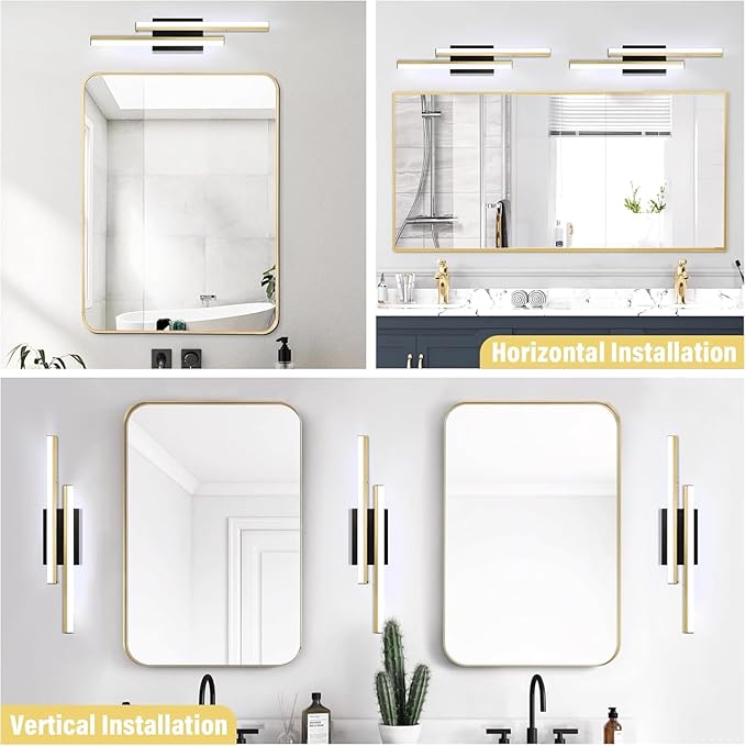Bathroom Light Fixtures Over Mirror: 24 Inch Retractable Modern LED Bathroom Vanity Light ETL Certified 5CCT Optional 2700K-5700K 25W Vanity Light Bar Dimmable - Wall Light Fixtures, Golden 1 Pack