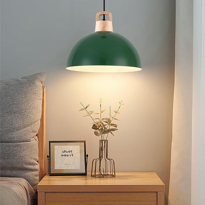 Farmhouse Pendant Light, 11.8 inches, 3 Packs Green Kitchen Pendant Lights, Modern Pendant Lights, Island Pendant Lights, Pendant Light for Library, Office, Kitchen Island, Bedroom