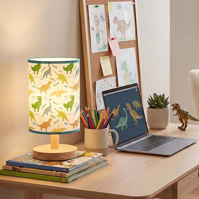 Glooglitter Dinosaur Table Lamp 3 Colors Dimmable Lights Dinosaur Room Bedroom Decor 9.72 x 5.12 Inch Night Light Bedside Bedroom Lamps Decoration for Desk Birthday Prize Gifts