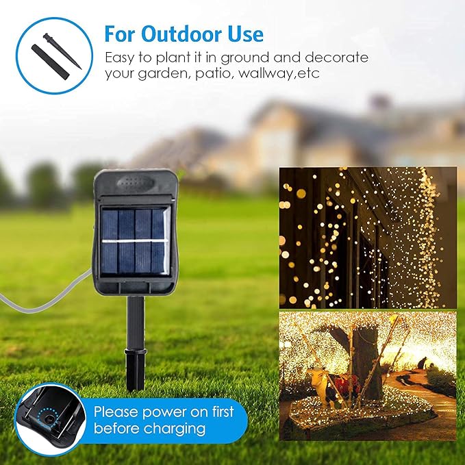 YITING 10 Strands 200 LEDs Solar Powered Twinkle Firefly Bunch Lights Waterproof (No Watering can) 8 Modes Fairy Starry String Lights Decorative Vine Solar Lights for Outdoor Garden Christmas Tree