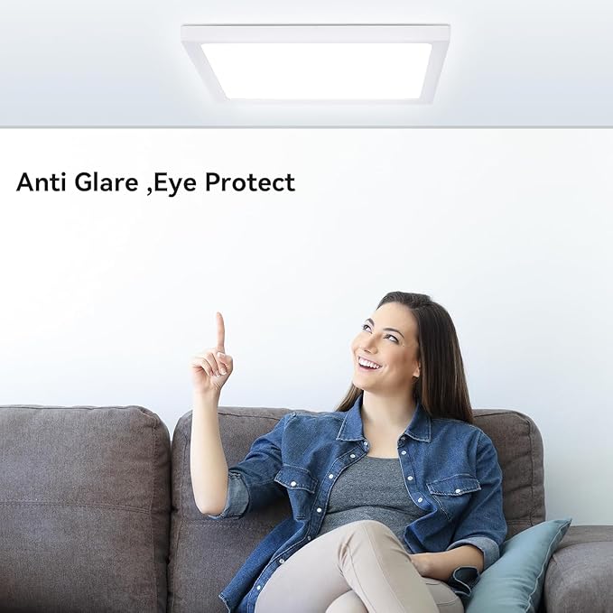 2Pack 12inch Square White 3200LM LED Flush Mount Ceiling Light,28W White 6000K Slim Surface Mount Ceiling Light Fixture for Kitchen Bedroom Living Room