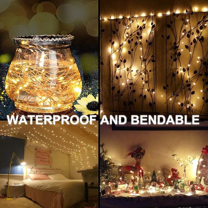 Decute 100 LED 50 Photo Clips String Lights Holder 33FT Starry Fairy Lights for Hanging Pictures Cards Memos USB Powered with Switch Perfect for Bedroom Wedding Dorm Christmas Decor (Warm White)
