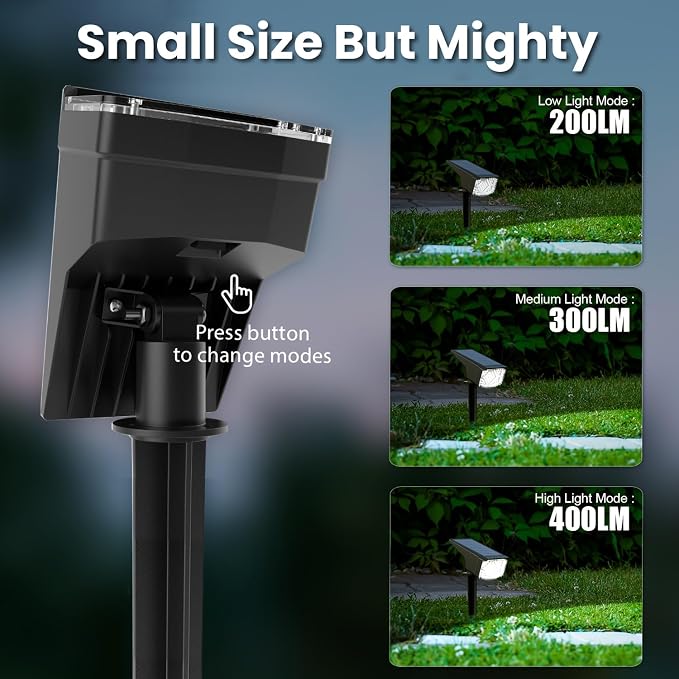 SOLPEX Solar Spot Lights Outdoor Waterproof IP65, Landscape Spotlights Outdoor, Compact Design Spot Lights, Solar Powered Flood Lights for Garden Yard House Pathway Tree Outside, 12 Pack, Cool White