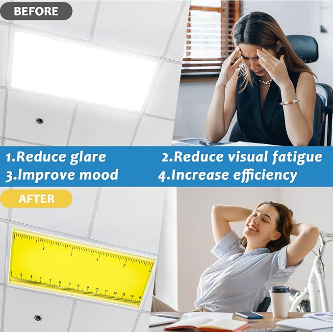 QOUBAI 6PCS Fluorescent Light Covers, 4x2 Feet Magnetic Light Cover Fluorescent Lights Shade Panel Positive Inspirational Ceiling Lights Filters for Office Classroom Home Drop Ceiling Everyone Spots