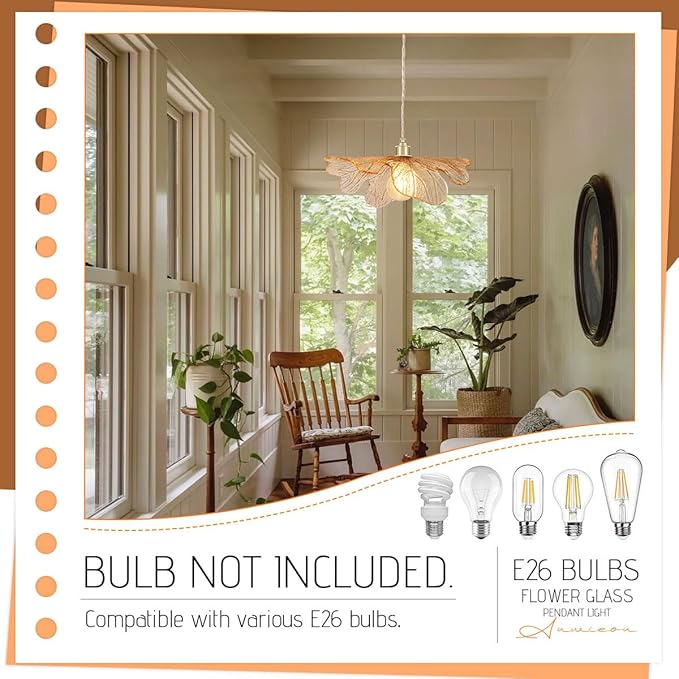 Modern Pendant Lights Kitchen island, 15.74Inch Large Glass Pendant Light Mid Century Ceiling Hanging Lighting with Amber Hand Blown Glass Shade vintage Pendant Lighting for bedroom dining room