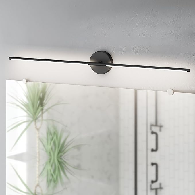 Modern Bathroom Vanity Light 40Inch,30W Matte Black Led Vanity Light Bar Over Mirror 360° Rotatable 5000K