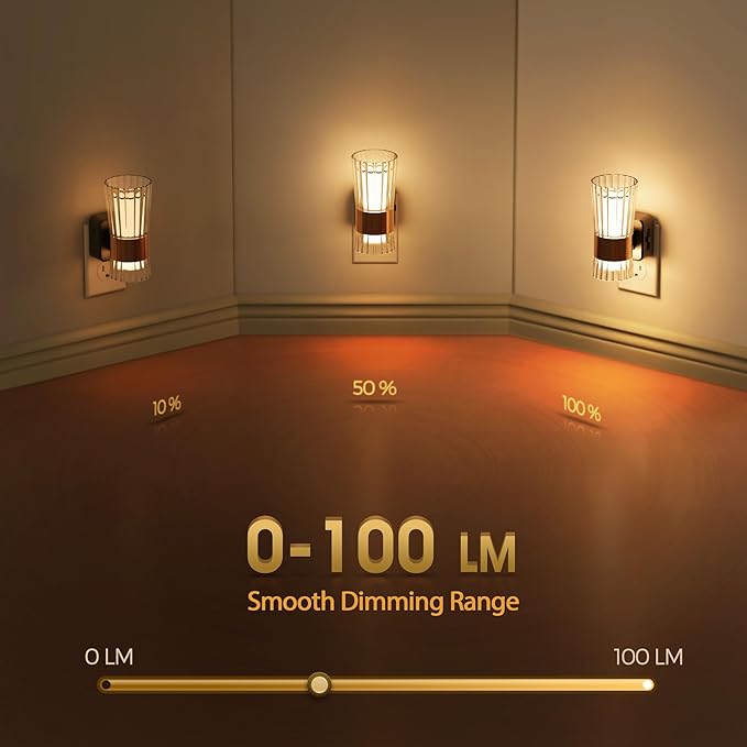 Briignite Night Light, Night Lights Plug into Wall, Soft White LED Nightlight for Kids, Adjustable Brightness 0-100LM, Dusk to Dawn Sensor, Soft Light for Bedroom, Hallway, Nursery, 2 Pack