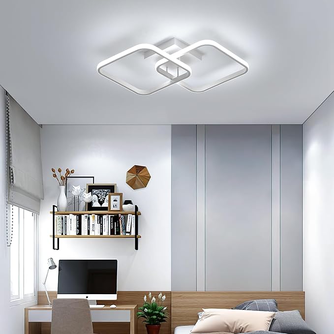DELIPOP 23 Inch Dimmable Modern Ceiling Light, 36W 3000K/4500K/6000K Color Adjustable, Square Flush Mount Ceiling Light for Hallway Living Room Dining Room Bedroom