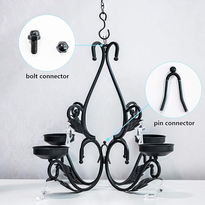 Flameless Candles Chandelier 4-Light Waterproof Crystal Metal Wall Sconces Modern Farmhouse Table Lamp with Remote Control and Timer for Indoor or outdoor Gazebo Patio Bedroom Hallway Bar Kitchen