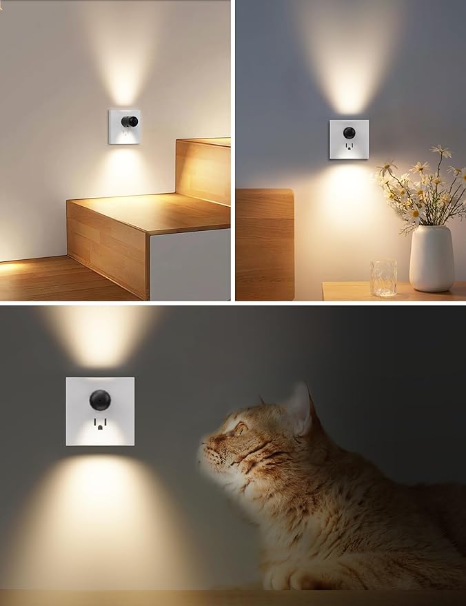 TSEXES Plug-in LED Night Lights,Dusk to Dawn Sensor,2700K,Bedroom, Hallway, Bedroom,Kitchen, Stairways, Non-Dimmable,6 Pack