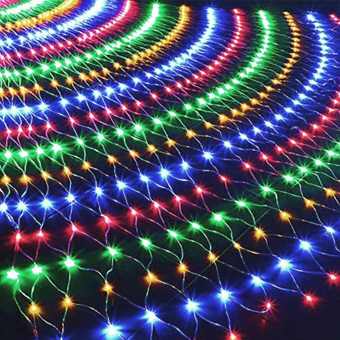 woohaha Outdoor Christmas Net Lights, 9.8FTx6.6FT 192 LED Plug-in Mesh Lights with 8 Lighting Modes, Connectable Light for Bush Christmas Garden Tree Holiday Wedding Party Decor,Multicolor