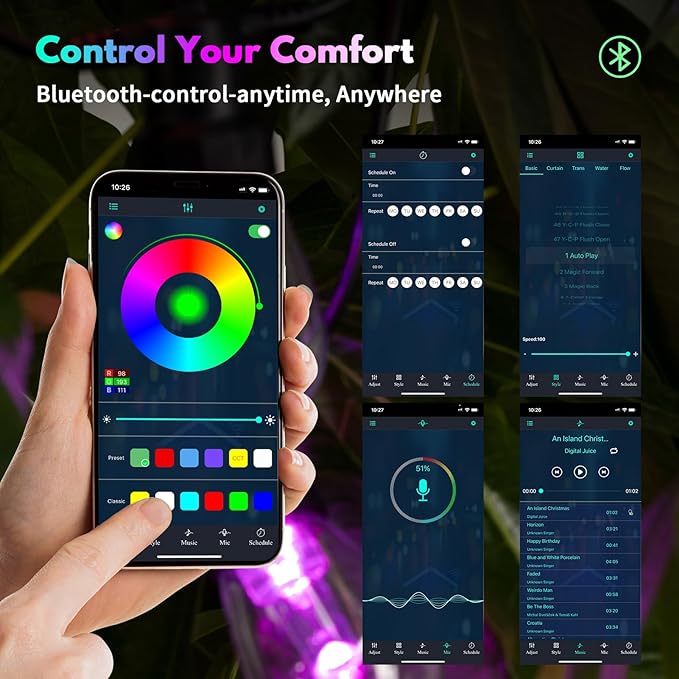 Outdoor String Lights 100FT - (2 pack 50FT) RGBW Color Changing String Lights for Outside with APP & Remote Control, Dimmable Patio Lights Outdoor Waterproof, Music Sync, Shatterproof, Linkable, Timer