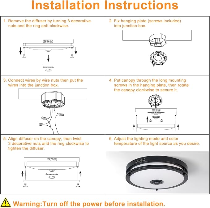 2 Pack 24W LED Motion Sensor Outdoor Ceiling Light, 12IN 2700K/3000K/3500K/4000K/5000K Adjustable Ceiling Lights, Dusk to Dawn Flush Mount LED Ceiling Light Fixture for Porch, Entryway, Garage