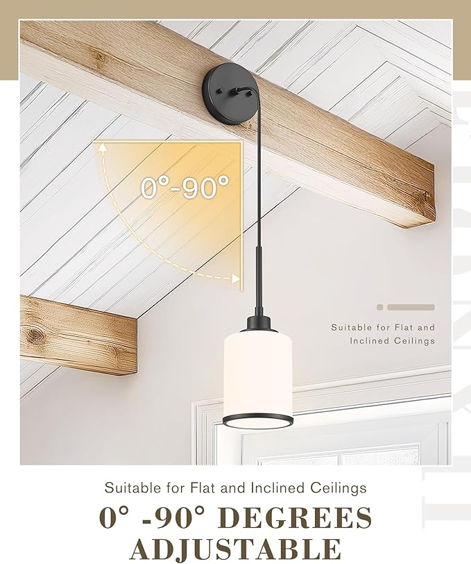 Beionxii Pendant Lights Kitchen Island, Modern Kitchen Pendant Lighting Over Island with Milk Glass, Matte Black Pendant Light Fixtures for Sink, Dining Room, Entryway, BX-PL02MB
