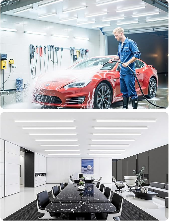 (6 Pack) 4FT T5 PRO LED Shop Lights, 2800LM 6500K Bright White LED Integrated Fixture, 20W Linkable Garage Light, Ceiling and Cabinet Light with ON/Off Switch, Workshop, Basement