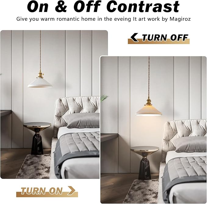 Modern Brushed Brass Pendant Lights Kitchen Island 2 Pack Mid Cenrury Milk Glass Hanging Light Fixture Vintage White and Gold Ceramic Pendant Light for Dining Room Bedroom Entryway MPL16D-2