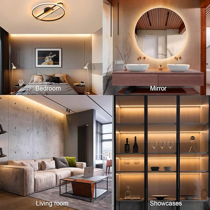 COB LED Strip Lights 32.8ft,3000K DC 24V Dimmable Warm White Flexible LED Lights Strip for Bedroom,with Remote and app Control LED Rope Lights for Living Room,Shelf,Cabine,Bed