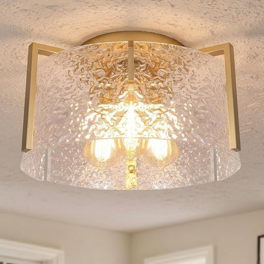 Bektas Semi Flush Mount Ceiling Light, Hallway Light Fixture,Entryway Light,Modern Bedroom Lampe,Metal Light Fixtures,Lighting Fixture Flush Mount for Kitchen Bathroom Dining Room (Gold, 3-Light)