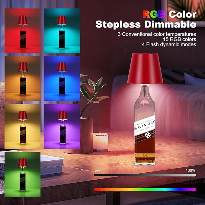 2026 New Wireless Bottle Lamp,RGB LED Bottle Light with Remote(RGB Wine red, 1pc)