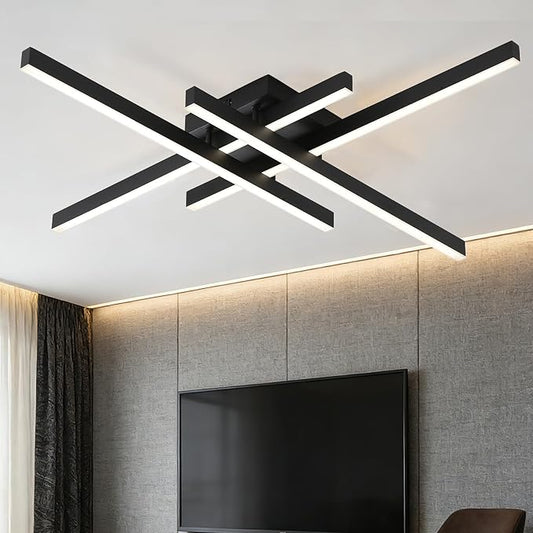 Modern Light Fixture, Modern LED Ceiling Lights, Ceiling Light Fixture for Hallway, Entrance, Cafe,Living Room, Bedroom, Corridor, Porch, Passage Light Fixtures (Black (4-Lights))