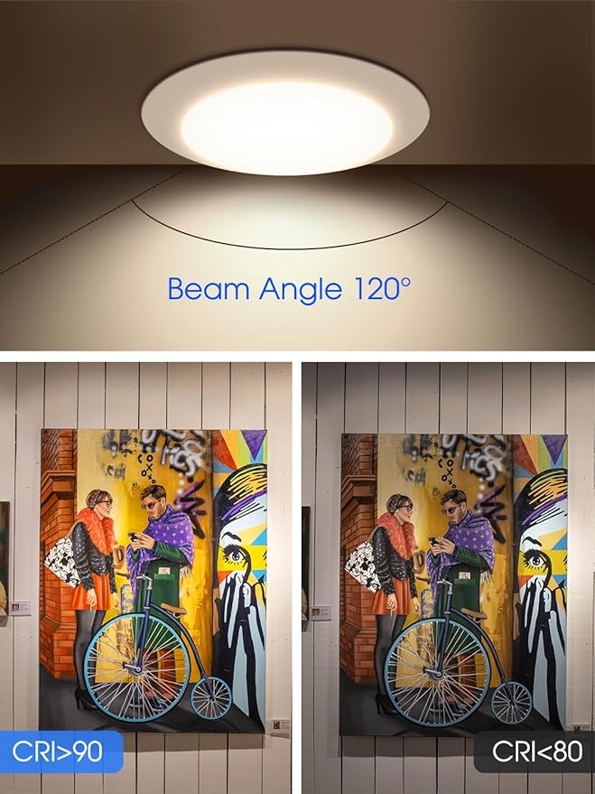 6 Pack 5CCT 6 Inch LED Disk Light, Dimmable Flush Mount Ceiling Lights, 2700K/3000K/3500K/4000K/5000K Selectable, 15W 1100LM, CRI 90, Low Profile Surface Mount Ceiling Disc Light, Wet Rated & ETL
