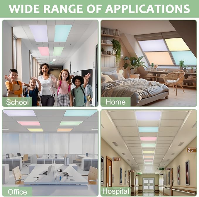 QOUBAI 12PCS Fluorescent Light Covers, 4 x 2 Feet Magnetic Light Cover Fluorescent Lights Shade Panel Positive Inspirational Ceiling Lights Filters for Office Classroom Home Drop Ceiling Pastel